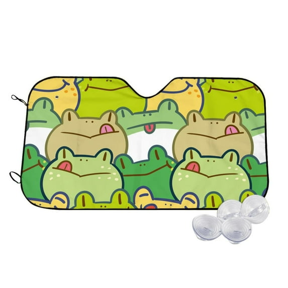 Daiia Cartoon Frog Windshield Sun Shade for Car SUV Truck (Medium ), Car Sun Shade Windshield, Car Shades for Front Windows, Sunshade for Car Windshield
