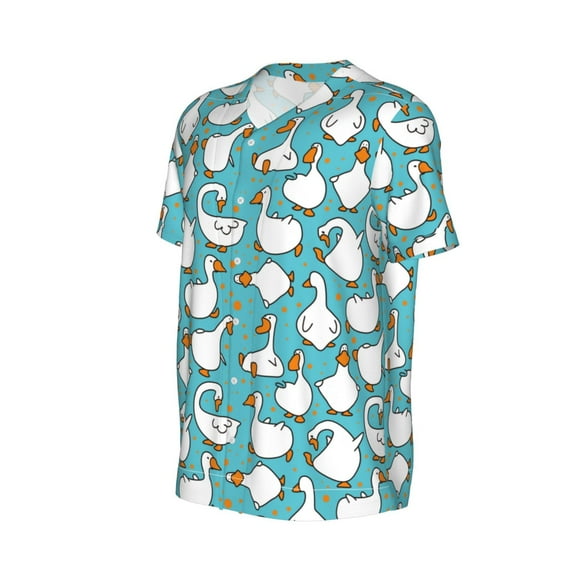 Daiia Cartoon Funny Goose Mens Baseball Jersey Button Down Shirts Short Sleeve Sports Uniforms-XX-Large