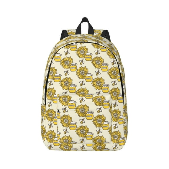 Daiia Cartoon Honey Pot Bee Sunflower Vintage Canvas Backpack for Men and Women ,Hiking Backpack,Travel Laptop Bag for School,Large Capacity Backpack