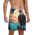 thumbnail image 1 of Daiia Cartoon Iceberg Bald Eagle Mens Woven Stretch Pajama Short,Short Pajama Pants-Small, 1 of 7