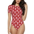 thumbnail image 1 of Daiia Cartoon Lobster print Women's Crew Neck Short Sleeve Bodysuit Fashion Tops Fit Casual Basic Extender Bodysuit-X-Large, 1 of 9