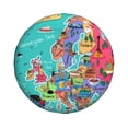 thumbnail image 1 of Daiia Cartoon Map Of Europe Tire Covers , Travel Trailer Camper Truck SUV Motorhome Waterproof Wheel Cover, Sun Rain Snow Protector-17 inch, 1 of 9