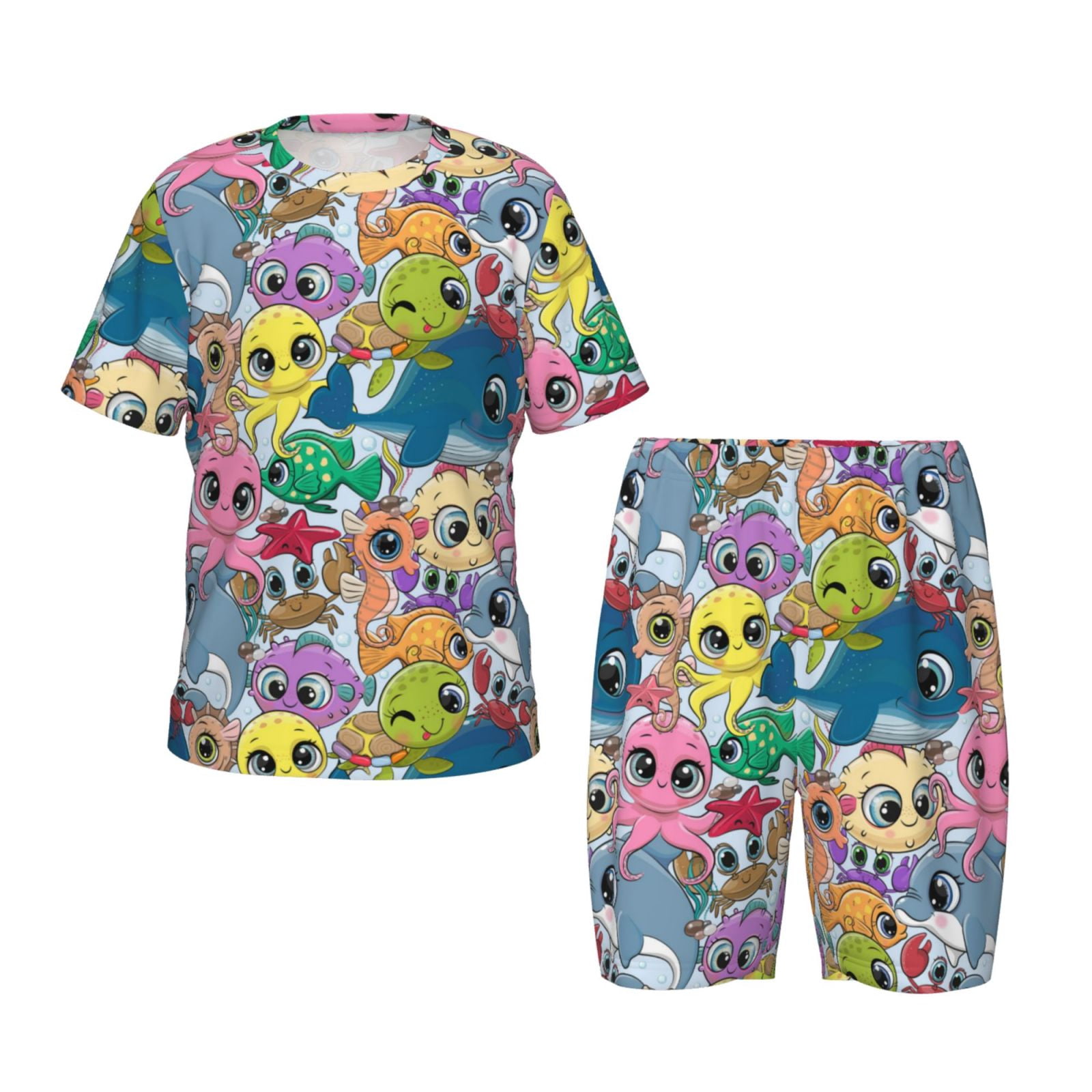 2-Piece Pajama Shorts Set - Crayon Alligators main image 1