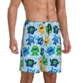 thumbnail image 1 of Daiia Cartoon Monster Mens Woven Stretch Pajama Short,Short Pajama Pants-Small, 1 of 9