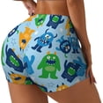 thumbnail image 1 of Daiia Cartoon Monster Pattern Women's Workout Shorts Biker Shorts - High Waisted Workout Spandex Tummy Control Gym Running Yoga Shorts-Small, 1 of 8