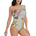 thumbnail image 1 of Daiia Cartoon Owls Women's One Piece Swimsuits Personalized One Shoulder Swimwear Asymmetric Ruffle Bathing Suits-Medium, 1 of 8