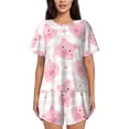 thumbnail image 1 of Daiia Cartoon Pig Pattern Womens Pajama Sets Short Sleeve Pajamas for Women Sets Soft Lounge Sets Casual Round Neck Sleepwear PJS-Large, 1 of 7