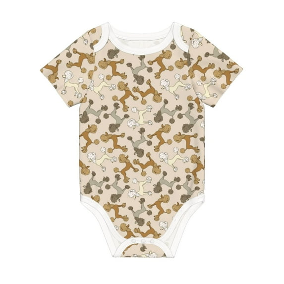 Daiia Cartoon Poodle Dog Printed Unisex-Baby Short Sleeve Onesies Bodysuits Baby Climbing Clothes Soft and Comfortable Romper with Expandable Shoulder Design-9M