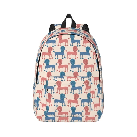Daiia Cartoon Poodle Dog Vintage Canvas Backpack for Men and Women ,Hiking Backpack,Travel Laptop Bag for School,Large Capacity Backpack