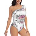 thumbnail image 1 of Daiia Cartoon Poodle Dog Women's One Piece Swimsuits Personalized One Shoulder Swimwear Asymmetric Ruffle Bathing Suits-X-Large, 1 of 8