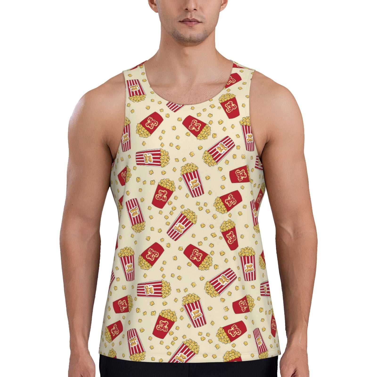 Daiia Cartoon Popcorn Printed Men's Quick Dry Fit Muscle Tank Top Slim ...