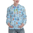 thumbnail image 1 of Daiia Cartoon Rocket With Space Pattern Women's Fashion Hoodies & Sweatshirts with Kangaroo Pocket Hooded Sweatshirt with Eye-catching Drawstrings-Small, 1 of 7