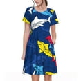 thumbnail image 1 of Daiia Cartoon Shark Print Women's Dresses 2025 Trendy Short sleeve Dresses Casual Baggy Flowy Maxi Sun Dresses, 1 of 6