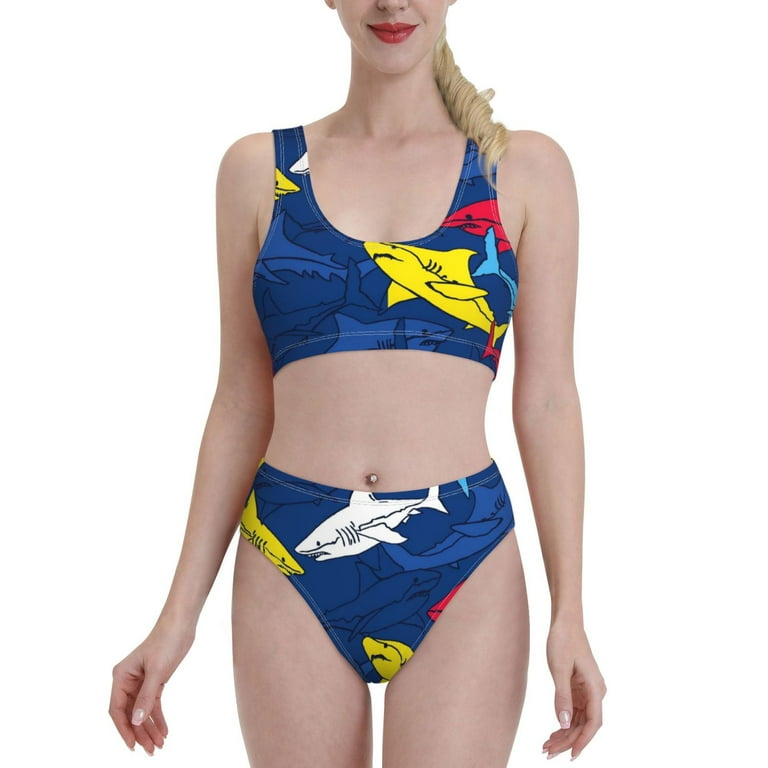 Daiia Cartoon Shark printed 2 piece Swimsuit Bikinis for Women