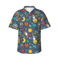 thumbnail image 1 of Daiia Cartoon Space Hawaiian Shirt for Men Gentle Cotton Regular Short Sleeve Casual-X-Large, 1 of 9