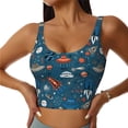 thumbnail image 1 of Daiia Cartoon Space1 Printed Women's Sports Bra, Breathable Activewear Bra with U-Back Design and Removable Pads, Comfortable and Supportive for Yoga, Workout-Small, 1 of 8