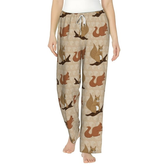 Daiia Cartoon Squirrel Women's Sleep Pant with Pockets and Drawstring,Pajama Pants-Medium
