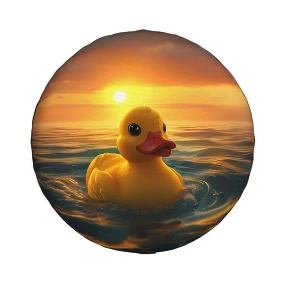 Daiia Cartoon Swimming Yellow Duck Tire Covers , Travel Trailer Camper Truck SUV Motorhome Waterproof Wheel Cover, Sun Rain Snow Protector-15 inch