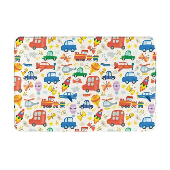 Daiia Cartoon Transportation Front Door Mat, Heavy Duty Durable Welcome Mat for Outdoor Indoor, Dirt Trapper Waterproof Super Absorbent Door Mat, 16" x 24"
