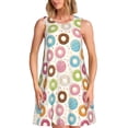 thumbnail image 1 of Pofeuu Colorful Donuts Print Women's Sleeveless Dress, Loose Fit Summer Dress, Casual Tank Dress for Women, 1 of 7