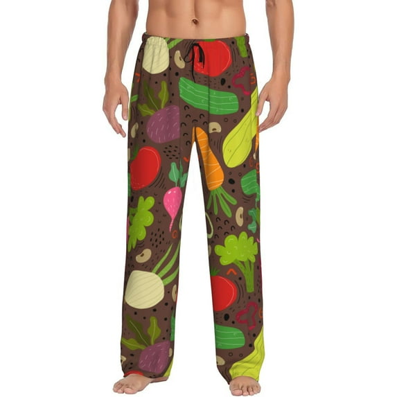 Daiia Cartoon Vegetables Men's Sleep Pant with Pockets and Drawstring,Pajama Pants-XX-Large