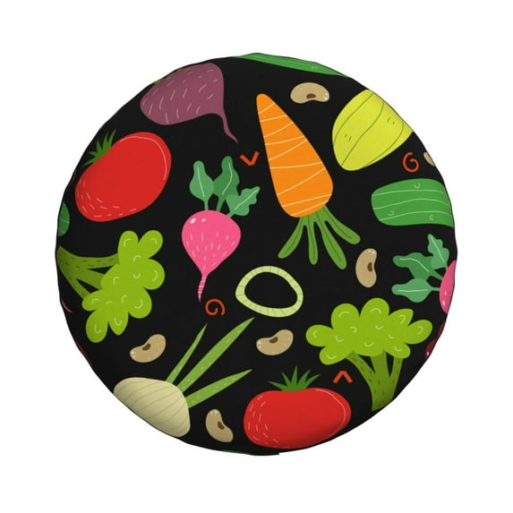 Daiia Cartoon Vegetables Tire Covers , Travel Trailer Camper Truck SUV Motorhome Waterproof Wheel Cover, Sun Rain Snow Protector-17 inch