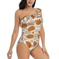 thumbnail image 1 of Daiia Cartoon Women's One Piece Swimsuits Personalized One Shoulder Swimwear Asymmetric Ruffle Bathing Suits-Small, 1 of 8
