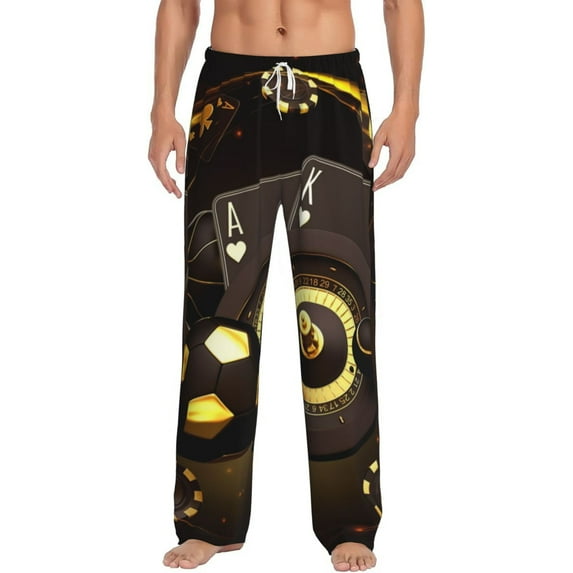 Daiia Casino Card Soccer Men's Sleep Pant with Pockets and Drawstring,Pajama Pants-Medium