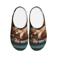 thumbnail image 1 of Daiia Cat Asleep Among Flowers Print Women’s Fuzzy Slippers Memory Foam Lightweight House Shoes Cozy Loafer Flannel House Shoes-35/36, 1 of 7