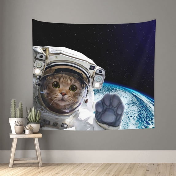 Daiia Cat Astronaut Pattern Tapestry 60x51 Inches Wall Hanging Tapestry Artistic Wall Hanging Bedroom Wall Decor Living Room Tapestry Dorm Room Decor