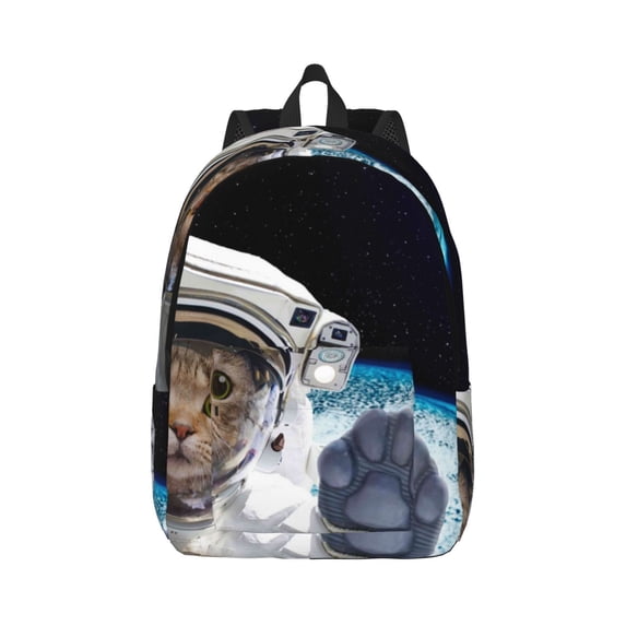 Daiia Cat Astronaut Vintage Canvas Backpack for Men and Women ,Hiking Backpack,Travel Laptop Bag for School,Large Capacity Backpack