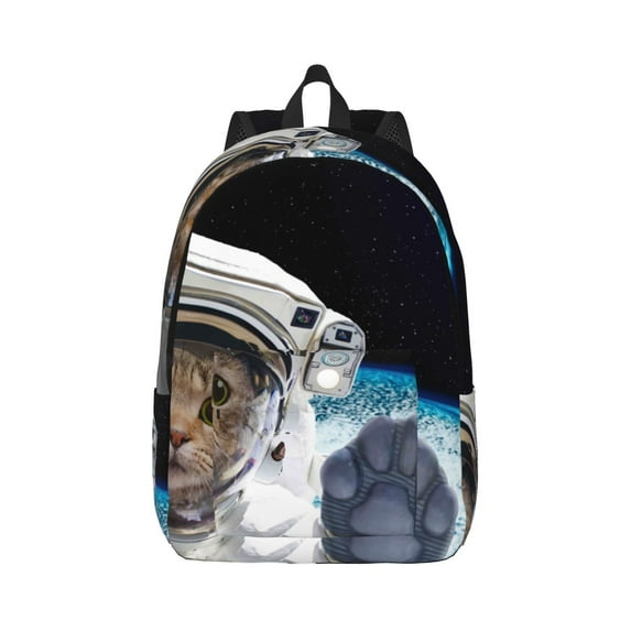 Daiia Cat Astronaut Vintage Canvas Backpack for Men and Women ,Hiking Backpack,Travel Laptop Bag for School,Large Capacity Backpack