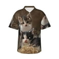 thumbnail image 1 of Daiia Cat Family Hawaiian Shirt for Men Gentle Cotton Regular Short Sleeve Casual-XX-Large, 1 of 9