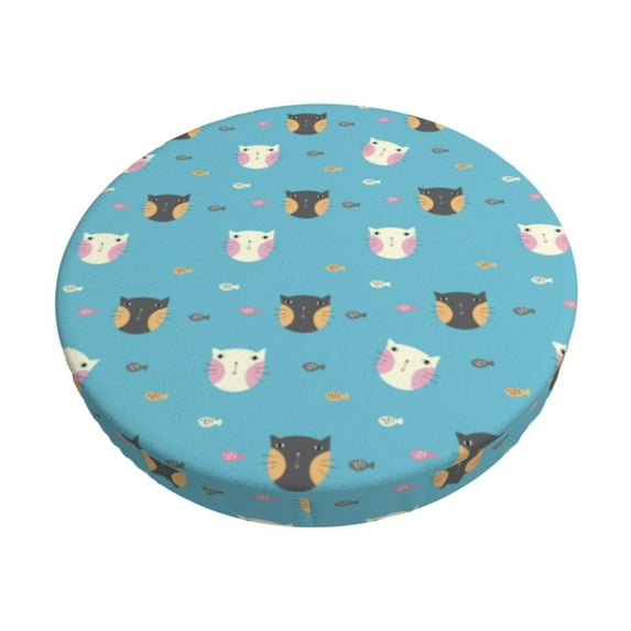 Daiia Cat Fish Stool Covers Round,Round Bar Stool Covers Waterproof Bar Chair Covers Washable Stool Cushion Slipcover for 12-14 Inch Chair-