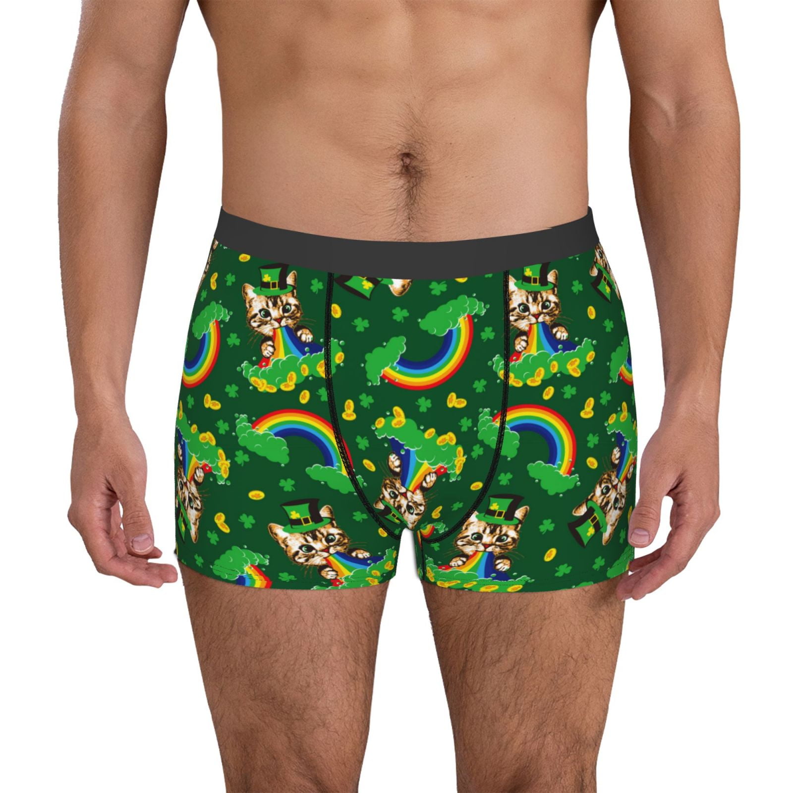 Daiia Cat St Patrick's day Men's Underwear Boxer Briefs, Cotton Stretch ...