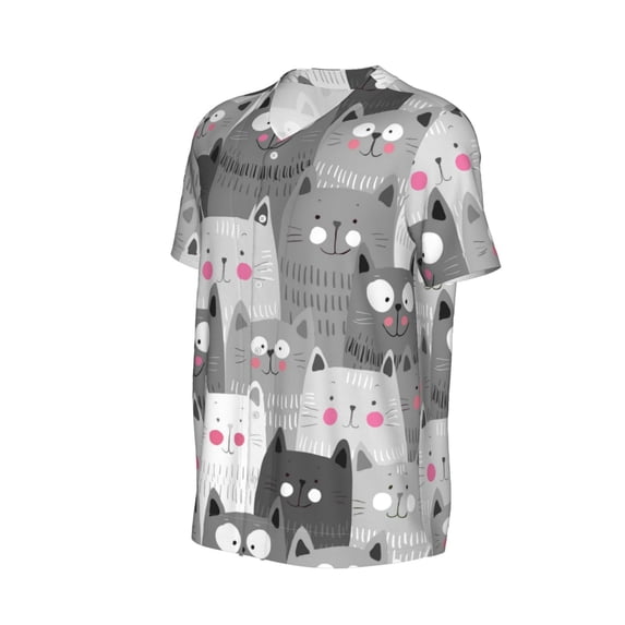 Daiia Cats Group Mens Baseball Jersey Button Down Shirts Short Sleeve Sports Uniforms-Medium