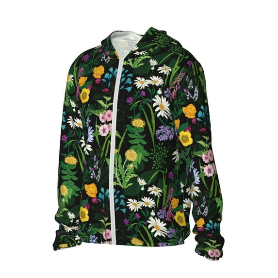 Daiia Chamomile UPF 50+ Sun Protection Hoodie Jacket Lightweight Long Sleeve Sun Shirt for Women Men with Pocket Hiking Outdoor-Medium
