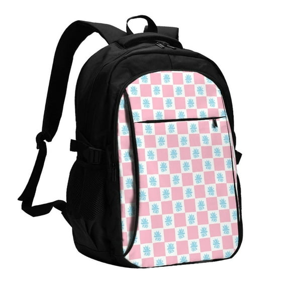 Daiia Checkerboard With Snowflake Pattern USB Charging Backpack for Men and Women, Anti-Theft Backpack,Travel Backpack,School Backpack,College Backpack,Laptop Backpack