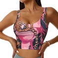 thumbnail image 1 of Daiia Cheetah On Toilet Humor Art Printed Women's Sports Bra, Breathable Activewear Bra with U-Back Design and Removable Pads, Comfortable and Supportive for Yoga, Workout-Large, 1 of 8