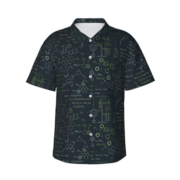 Daiia Chemistry Formulas 2 Hawaiian Shirt for Men Gentle Cotton Regular Short Sleeve Casual-Medium