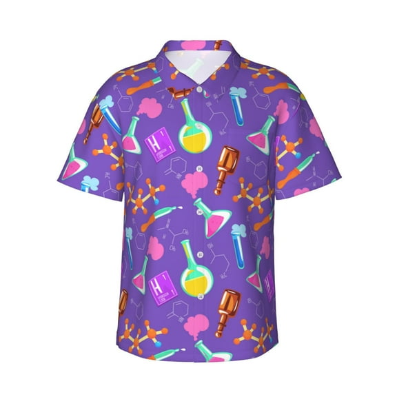 Daiia Chemistry Tools Hawaiian Shirt for Men Gentle Cotton Regular Short Sleeve Casual-Medium