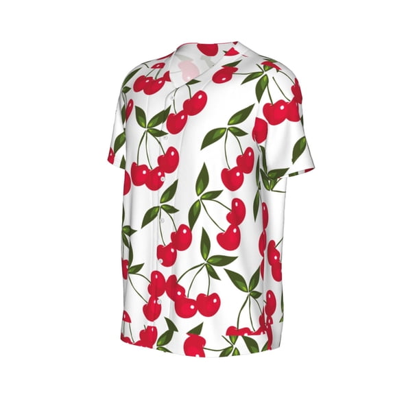 Daiia Cherry Mens Baseball Jersey Button Down Shirts Short Sleeve Sports Uniforms-XX-Large
