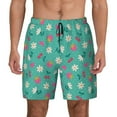 thumbnail image 1 of Daiia Cherry Strawberry Floral Mens Swim Trunks Swim Shorts Quick Dry Swim Shorts with Mesh Lining Pockets-Small, 1 of 9