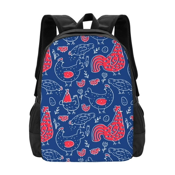Daiia Chicken and Rooster Backpack for Men and Women -Durable Backpack Large Capacity, Water-Resistant Bag with Adjustable Straps and Laptop Compartment