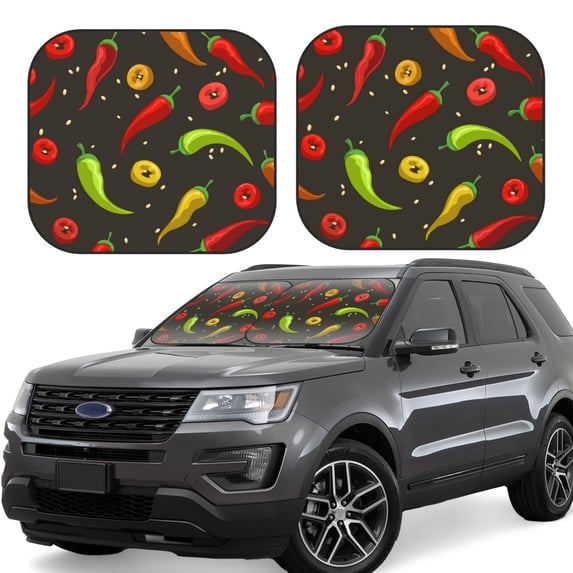 Daiia Chili2 2PCS Car Windshield Sun Shade, Foldable Sun Shield for Car Front Window, Auto Sun Blocker Visor Protector Universal for Truck SUV Pickup-Small