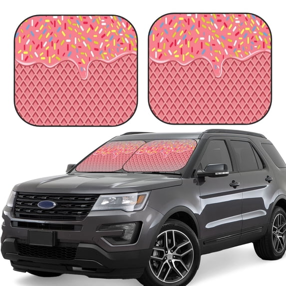 Daiia Chocolate with Flowing Cream 2PCS Car Windshield Sun Shade, Foldable Sun Shield for Car Front Window, Auto Sun Blocker Visor Protector Universal for Truck SUV Pickup-Medium
