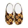 thumbnail image 1 of Daiia Chocolate Plaid Sunflower A Print Women’s Fuzzy Slippers Memory Foam Lightweight House Shoes Cozy Loafer Flannel House Shoes-37/38, 1 of 7