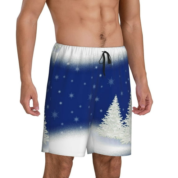 Daiia Christmas Fir Tree Mens Woven Stretch Pajama Short,Short Pajama Pants-Medium