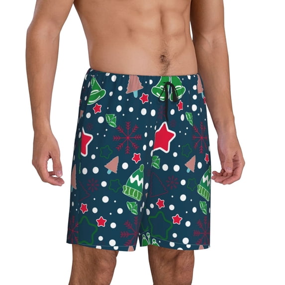 Daiia Christmas Mens Woven Stretch Pajama Short,Short Pajama Pants-Medium