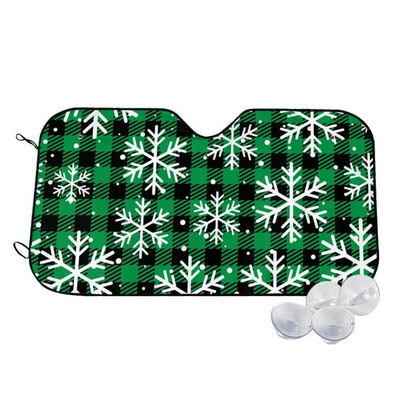 Daiia Christmas Pattern At Buffalo Plaid Windshield Sun Shade for Car SUV Truck (Small ), Car Sun Shade Windshield, Car Shades for Front Windows, Sunshade for Car Windshield